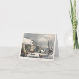 Oude kerstkaart BOERENERF IN DE WINTER (1861) Feestdagen Kaart
