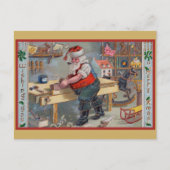 Oude Kerstkaart - De Werkplaats van de Kerstman me Feestdagenkaart (Voorkant)