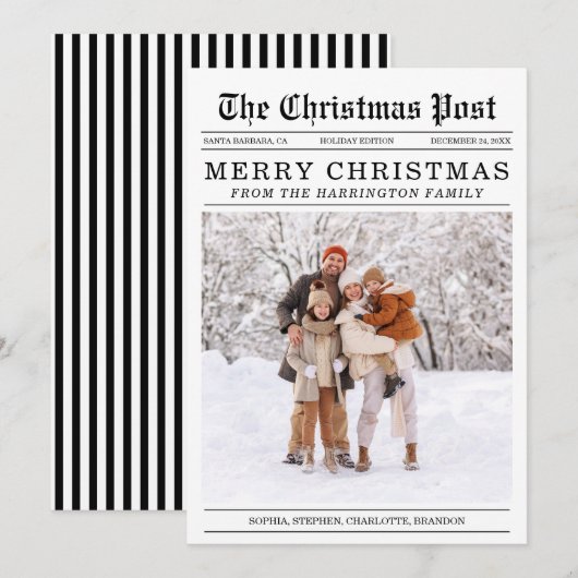 Oude kerstkaart in krantenstijl (Voorkant / Achterkant)