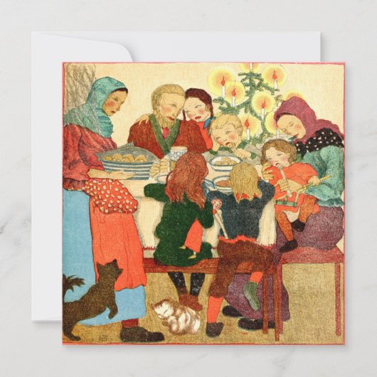 Oude kerstkaart | Kerst diner (Voorkant)