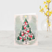 Oude kerstkaart - Kerstboomdorp Kaart (Gele Bloem)