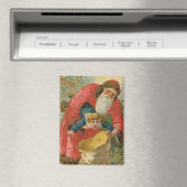 Oude kerstkaart, kerstman, stout kind magneet (Insitu (Vaatwasser))