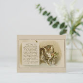 Oude Kerstkaart met Kitten Feestdagenkaart (Staand voorkant)