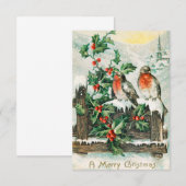 Oude kerstkaart met roodborstjes kaart (Voorkant / Achterkant)
