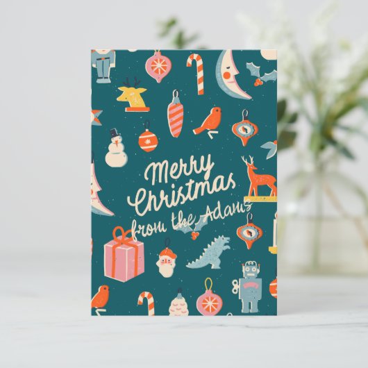 Oude kerstkaart RSVP kaartje (Staand voorkant)