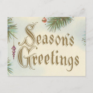 Oude kerstkaart "Seasons Greetings" Feestdagenkaart