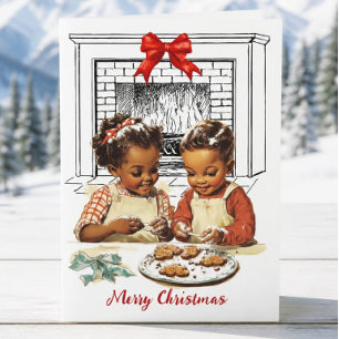 Oude kerstkaart van Afro-Amerikanen Feestdagen Kaart