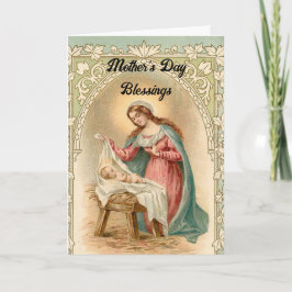 Oude kerstkaart van Maria en baby Jezus Kaart