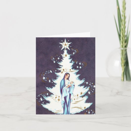 Oude kerstkaart van moeder en kind kaart (Voorkant)