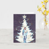 Oude kerstkaart van moeder en kind kaart (Gele Bloem)