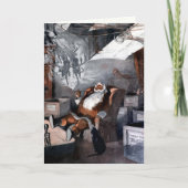 Oude Kerstkaart van Sinterklaas en Kat Feestdagen Kaart (Voorkant)