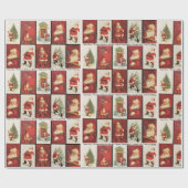 Oude kerstkaarten Santa Claus personaliseren tekst Cadeaupapier (Vlak)