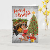 Oude Kerstkaarten van Afro-Amerikanen Kaart (Gele Bloem)