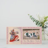 Oude kerstkaartje voor kerstwinkelen feestdagenkaart (Staand voorkant)