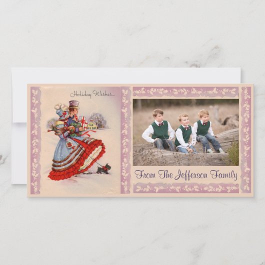 Oude kerstkaartje voor kerstwinkelen feestdagenkaart (Voorkant)