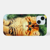 Oude Kerstkat iPhone 15 Case (Achterkant horizontaal)