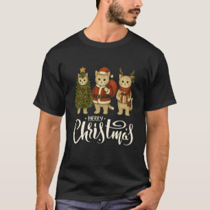 Oude Kerstkat Lieve Kerstman Rendier Kerstboom T-shirt