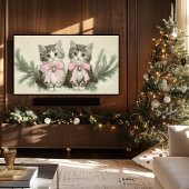 Oude Kerstkatjes met Roze Strikken Poster