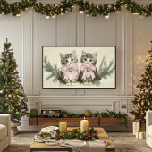 Oude Kerstkatjes met Roze Strikken Poster