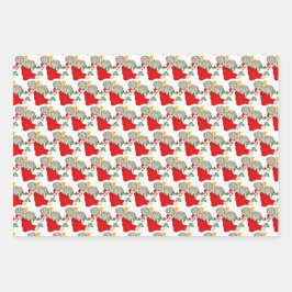 Oude kerstkatten inpakpapier vel