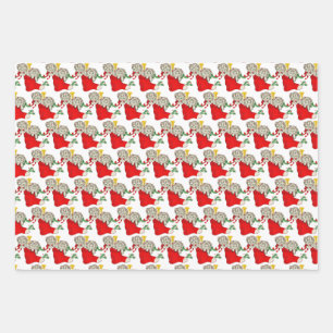 Oude kerstkatten inpakpapier vel