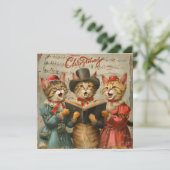 Oude Kerstkatten Zingen Feestdagenkaart (Staand voorkant)