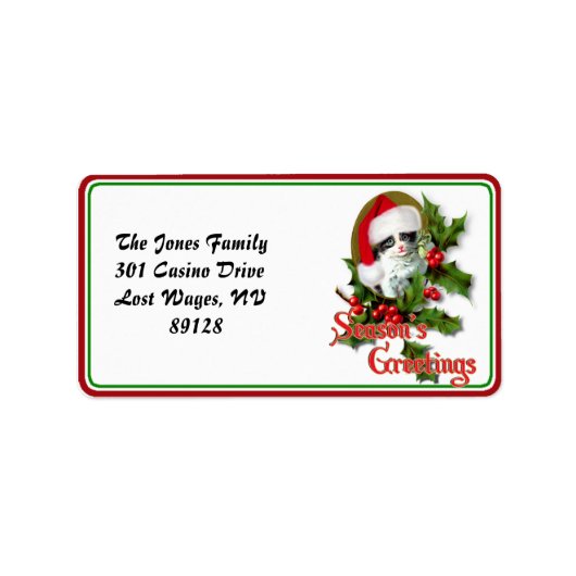 Oude kerstkerstfeestjes en groeten van het seizoen etiket (Voorkant)