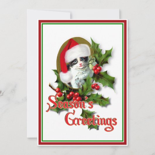 Oude kerstkerstfeestjes en groeten van het seizoen feestdagenkaart (Voorkant)