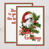 Oude kerstkerstfeestjes en groeten van het seizoen feestdagenkaart (Voorkant / Achterkant)