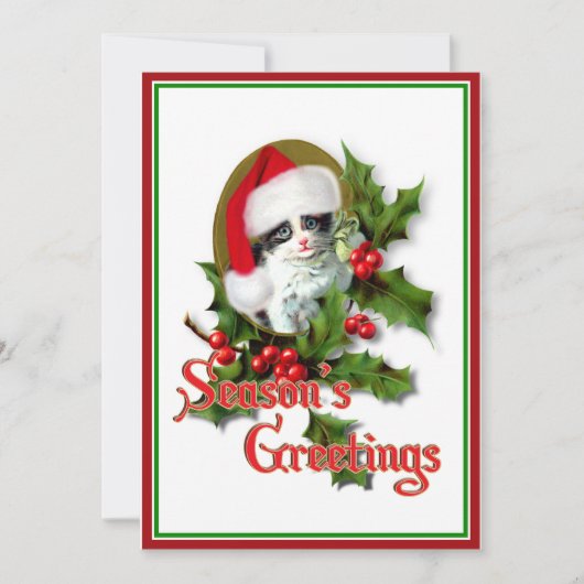 Oude kerstkerstfeestjes en groeten van het seizoen kaart (Voorkant)