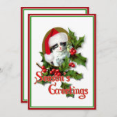 Oude kerstkerstfeestjes en groeten van het seizoen kaart (Voorkant / Achterkant)