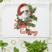 Oude kerstkerstfeestjes en groeten van het seizoen theedoek (Gevouwen)