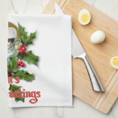 Oude kerstkerstfeestjes en groeten van het seizoen theedoek (Quarter Fold)