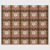 Oude kerstkerstkerstkerstman cadeaupapier (Vlak)