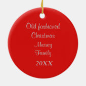 Oude kerstkerstkerstkerstversiering met fashioned keramisch ornament (Achterkant)