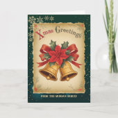 Oude kerstklokken groene kerstkaart feestdagen kaart (Voorkant)