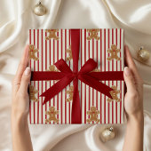 Oude Kerstkrans Rode Streep Cadeaupapier