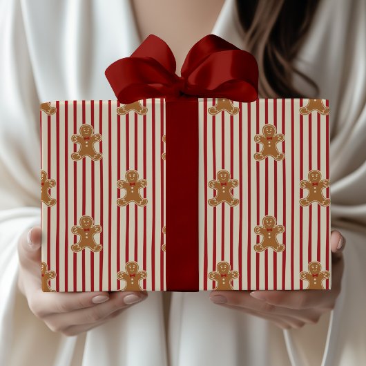 Oude Kerstkrans Rode Streep Cadeaupapier
