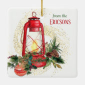 Oude kerstlantaarn keramisch ornament (Achterkant)