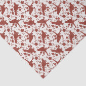 Oude Kerstliederen Vogels en Linnen Bloemen (Rood) Tissuepapier (Detail)