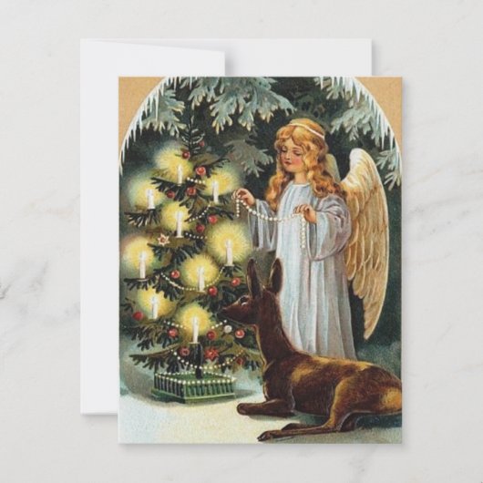 Oude kerstman Angel voegt sentiment toe Notitiekaartje (Voorkant)