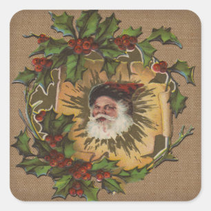 Oude Kerstman Antieke Hulst Kerstmis Vierkante Sticker