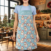 Oude Kerstman Blauwe Kerst Keuken Schort