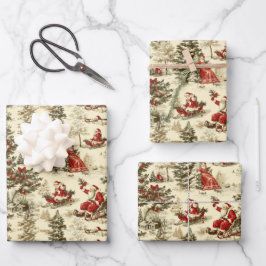 Oude Kerstman Bos Slee Rondrit Patroon Inpakpapier Vel