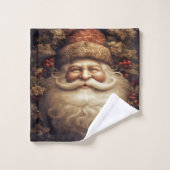 Oude Kerstman Brokaat Hoed Rode Bessen Bad Handdoek (Wasdoekje)