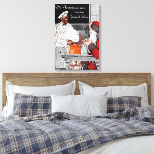 "OUDE KERSTMAN" CRÈME VAN TARWE EN DOEK CANVAS AFDRUK (Insitu (Slaapkamer))