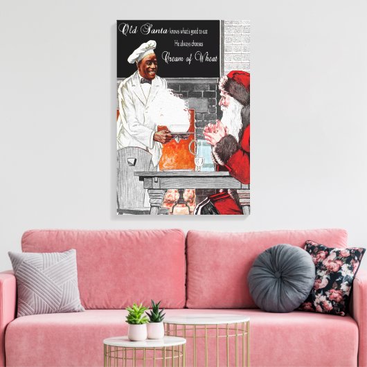 "OUDE KERSTMAN" CRÈME VAN TARWE EN DOEK CANVAS AFDRUK (Insitu (Woonkamer))