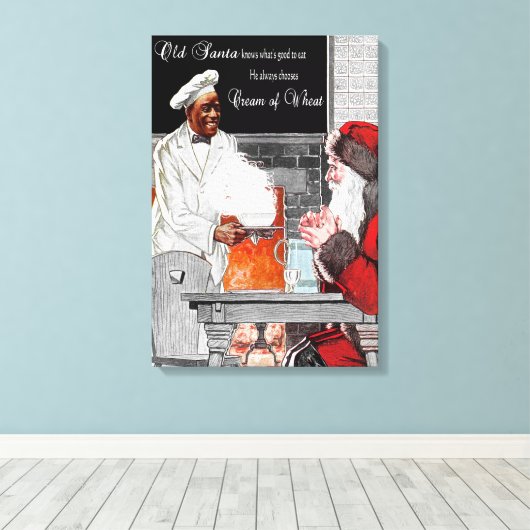 "OUDE KERSTMAN" CRÈME VAN TARWE EN DOEK CANVAS AFDRUK (Insitu (Houten vloer))