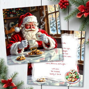 Oude Kerstman eet Koekjes Zoete Gepersonaliseerd Feestdagenkaart