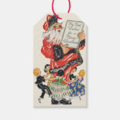 Oude Kerstman en dansende kinderen Cadeaulabel (Voorkant)